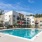 a swimming pool in a courtyard