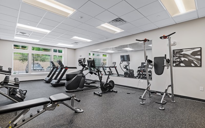 a gym with exercise equipment