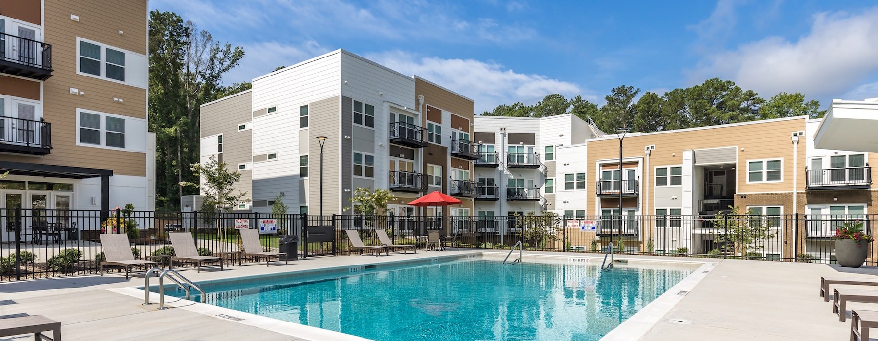 a swimming pool in a courtyard